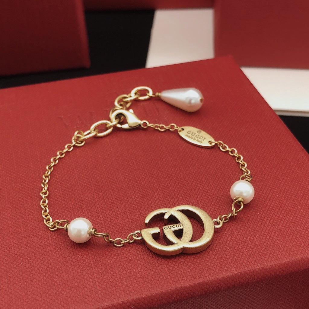 Geometric Emblem Bracelet in Gold-Tone – Design 011 front product view