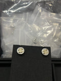 Double-C Emblem Stud Earrings in Polished Metal-Tone – Design 324 main product view