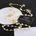 Double-C Emblem Pearl-Detail Pendant Necklace – Pearl Detail – Design 096 main product view