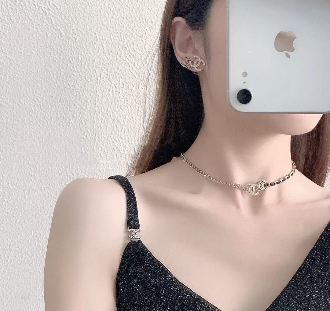 Signature Emblem Pendant Necklace in Gold-Tone – Black Detail detail view