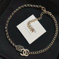 Signature Emblem Pendant Necklace in Gold-Tone – Black Detail – Design 015 main product view