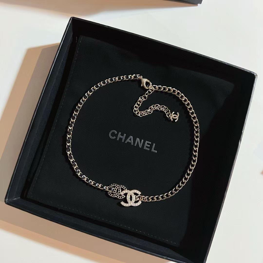 Signature Emblem Pendant Necklace in Gold-Tone – Black Detail front product view