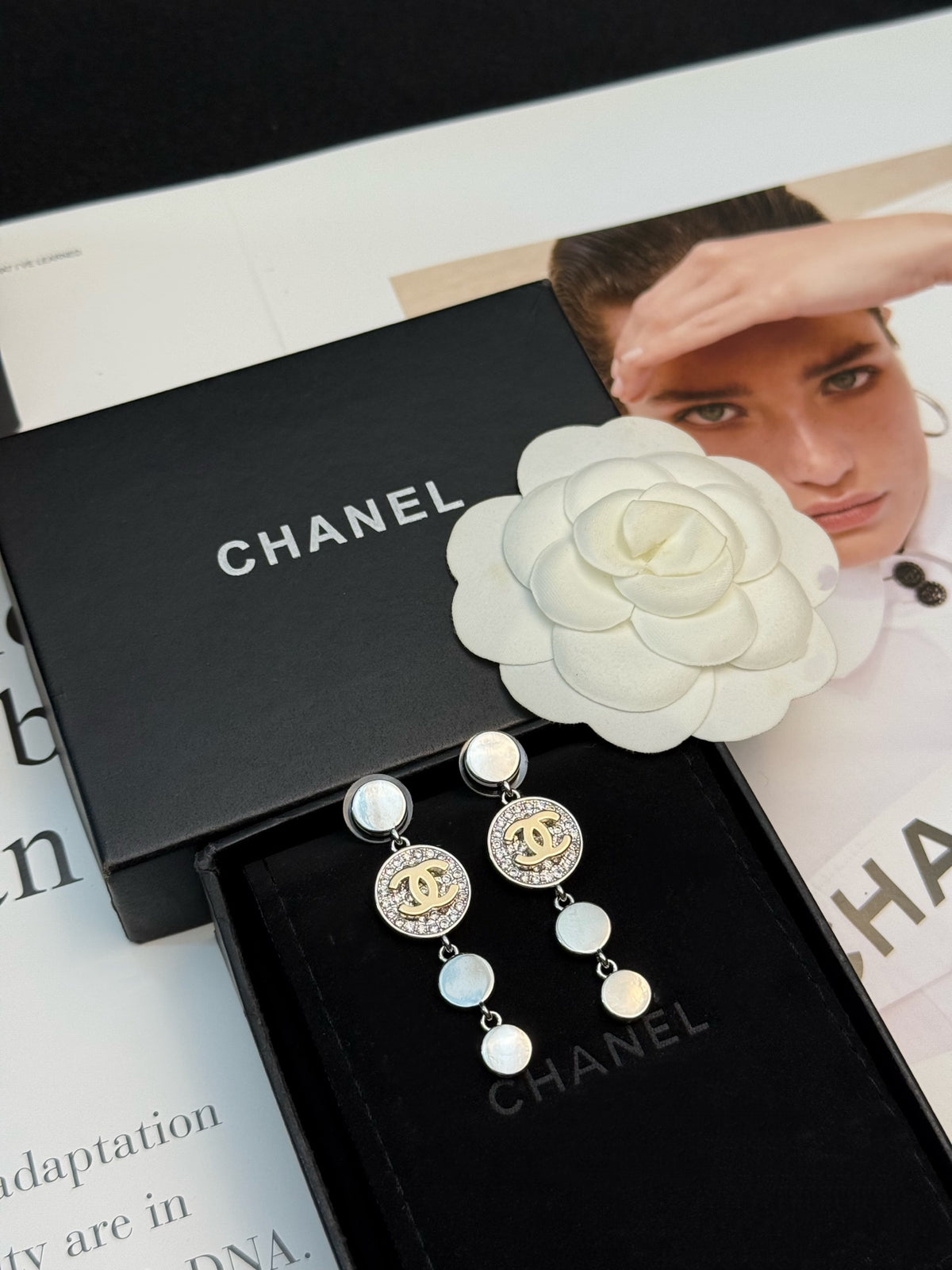 Double-C Emblem Statement Earrings in Silver-Tone – Design 002 front product view