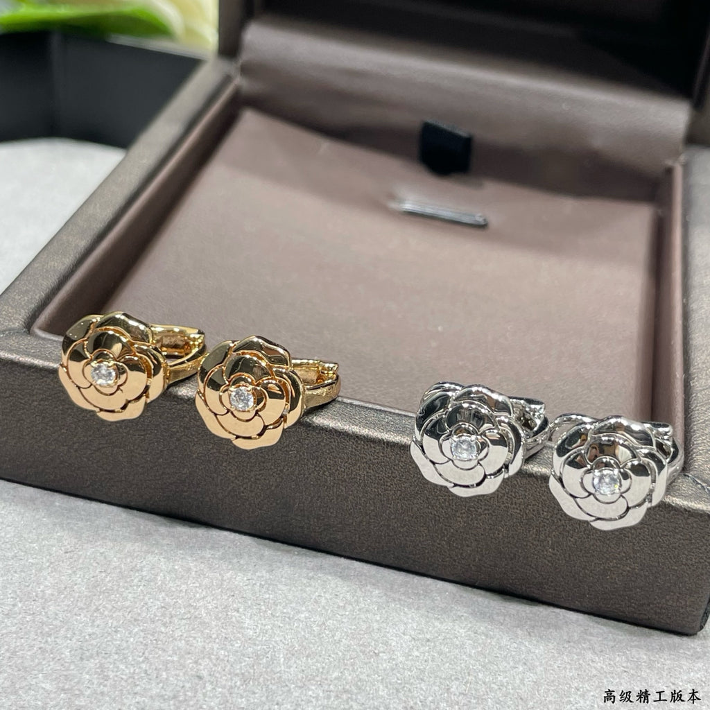 Camellia Jewelry Accessory in Polished Metal-Tone – Camellia Detail – Design 002 styled product view