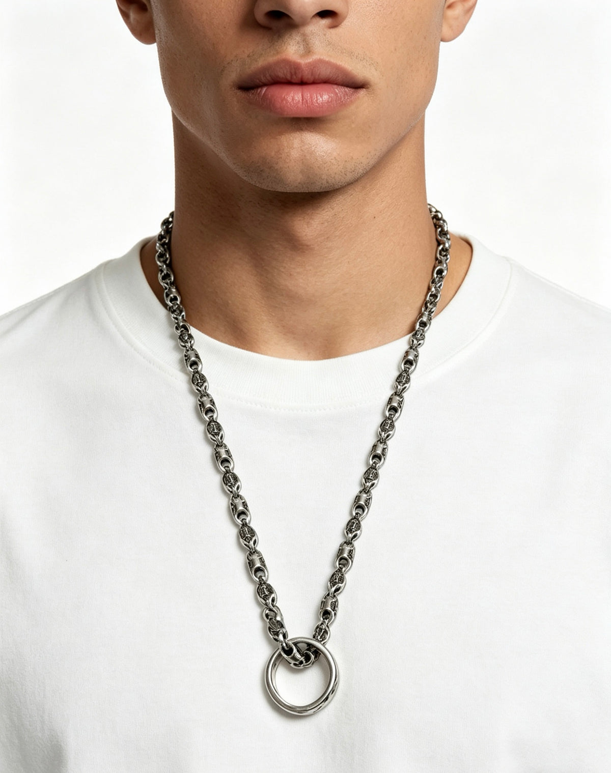 Chain Pendant Necklace in Silver-Tone – Design 032 styled product view