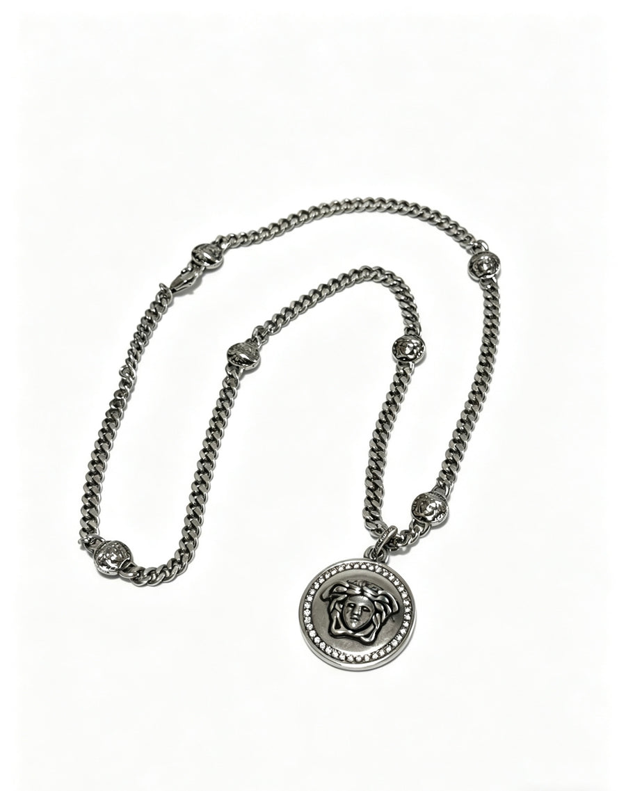 Medusa Head Pendant Necklace in Antique Silver-Tone – 60 cm – Design 07 main product view