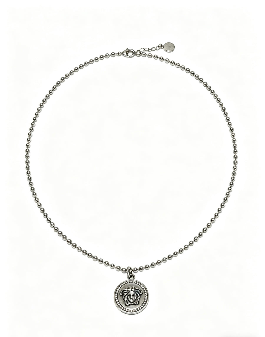Medusa Head Pendant Necklace in Antique Silver-Tone – 60 cm – Design 06 main product view