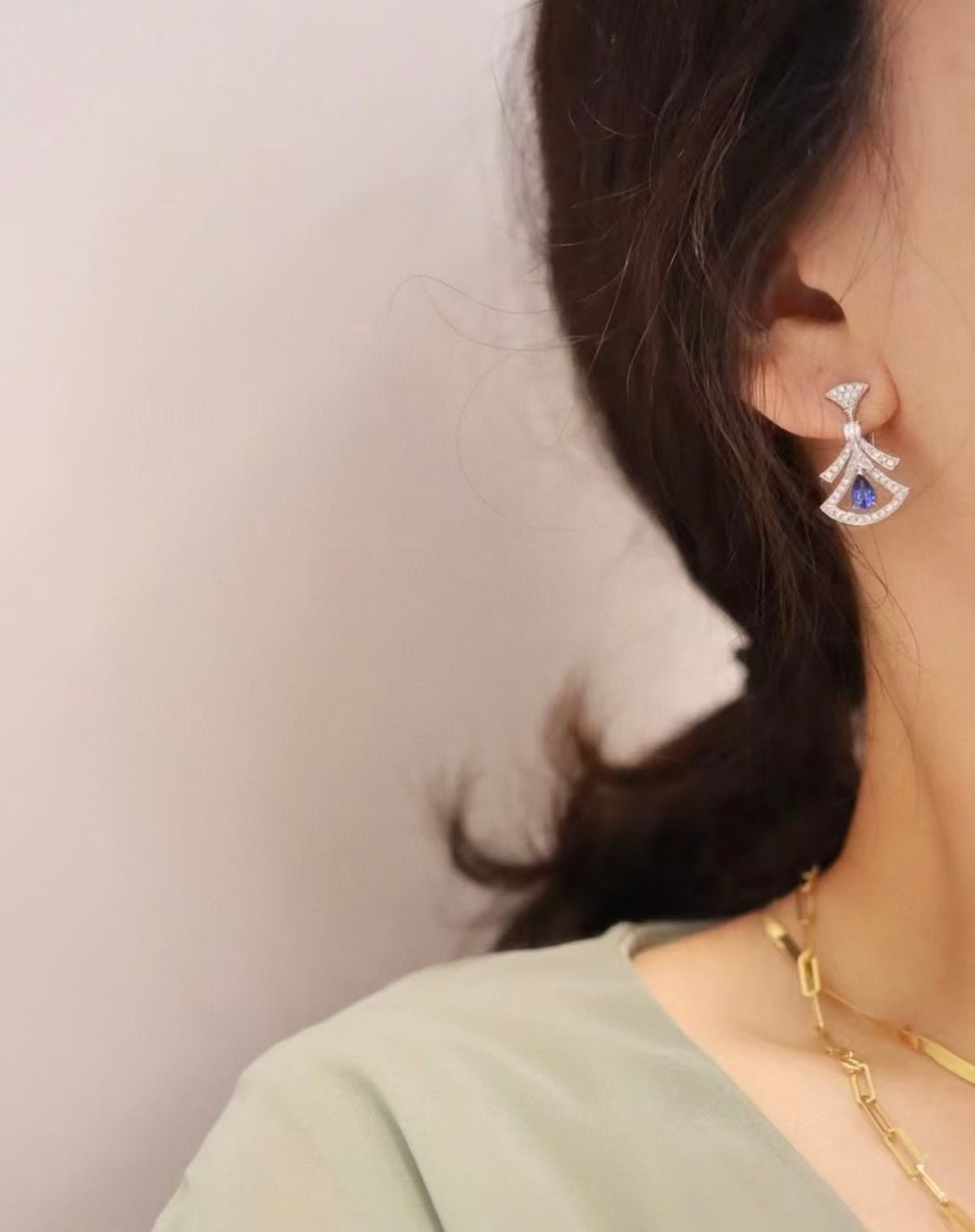 Geometric Emblem Stud Earrings in Rose-Gold-Tone – Rose Gold Detail – Design 002 styled product view