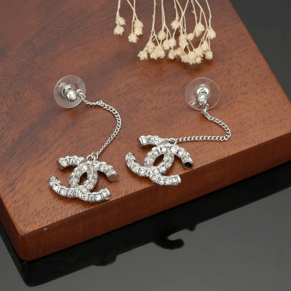 Signature Emblem Crystal-Accent Stud Earrings – Design 025 side detail