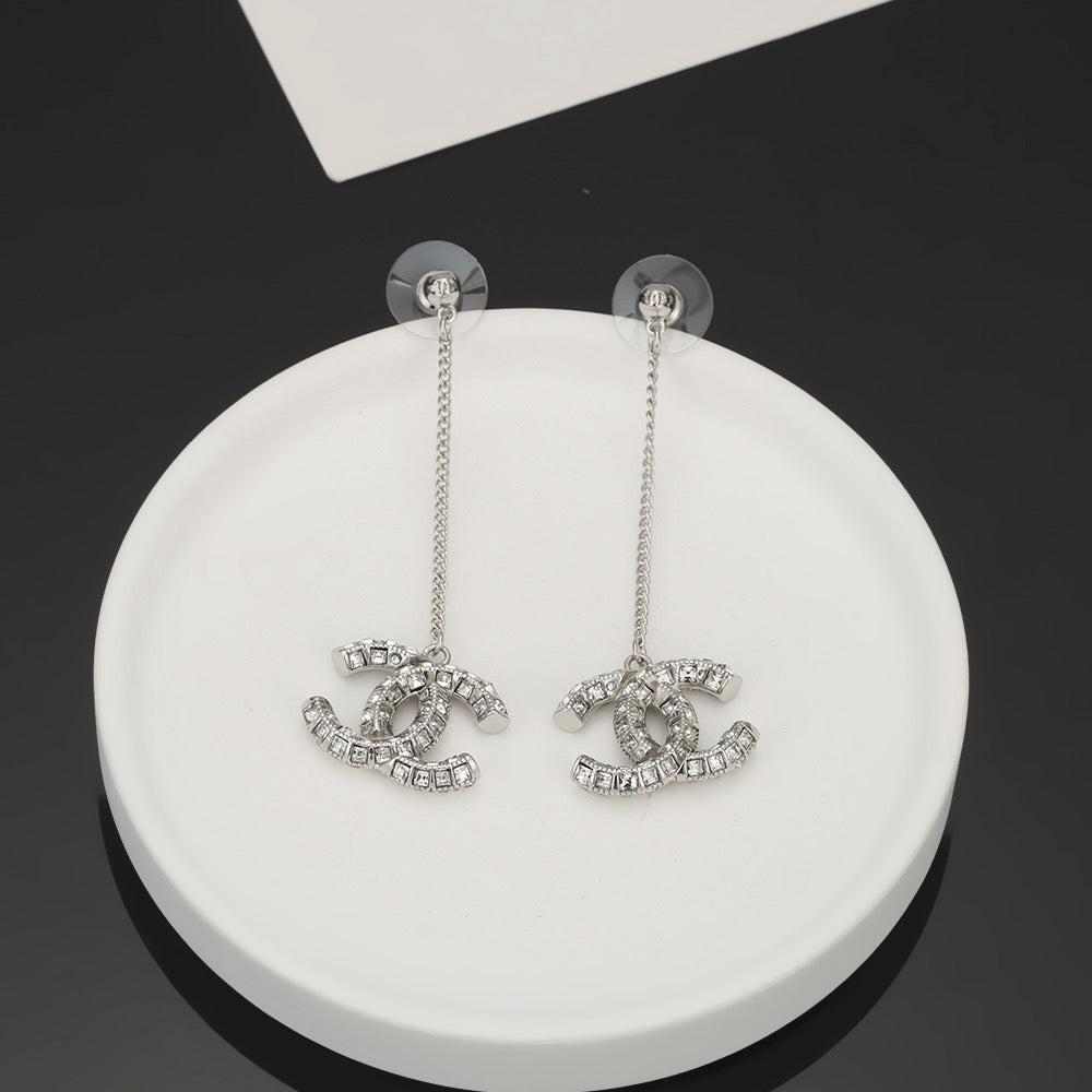 Signature Emblem Crystal-Accent Stud Earrings – Design 025 styled product view