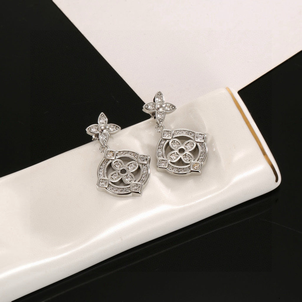 Floral Stud Earrings in Polished Metal-Tone – Design 001 styled product view