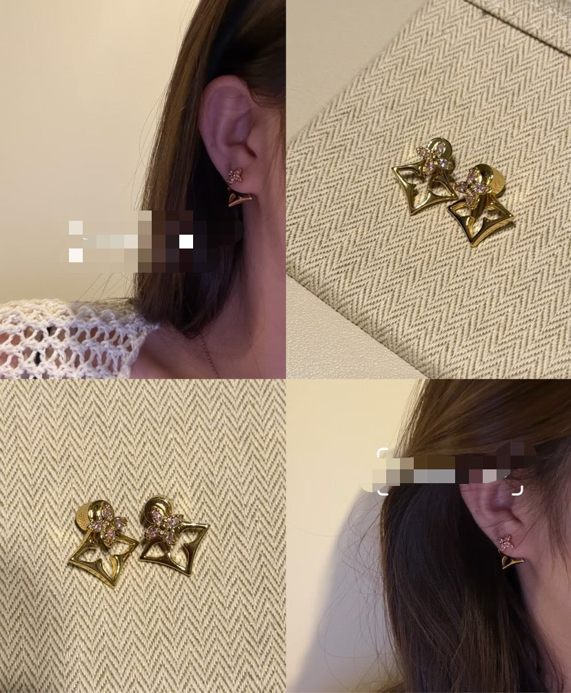 Clover Stud Earrings in Gold-Tone – Clover Detail – Design 007 close-up detail