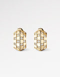 Geometric Emblem Stud Earrings in Polished Metal-Tone – Design 003 main product view