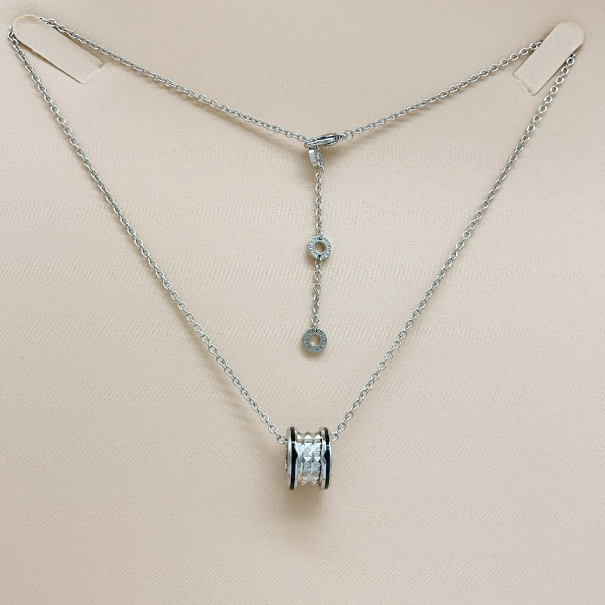 Geometric Emblem Pendant Necklace in Silver-Tone – Design 003 styled product view