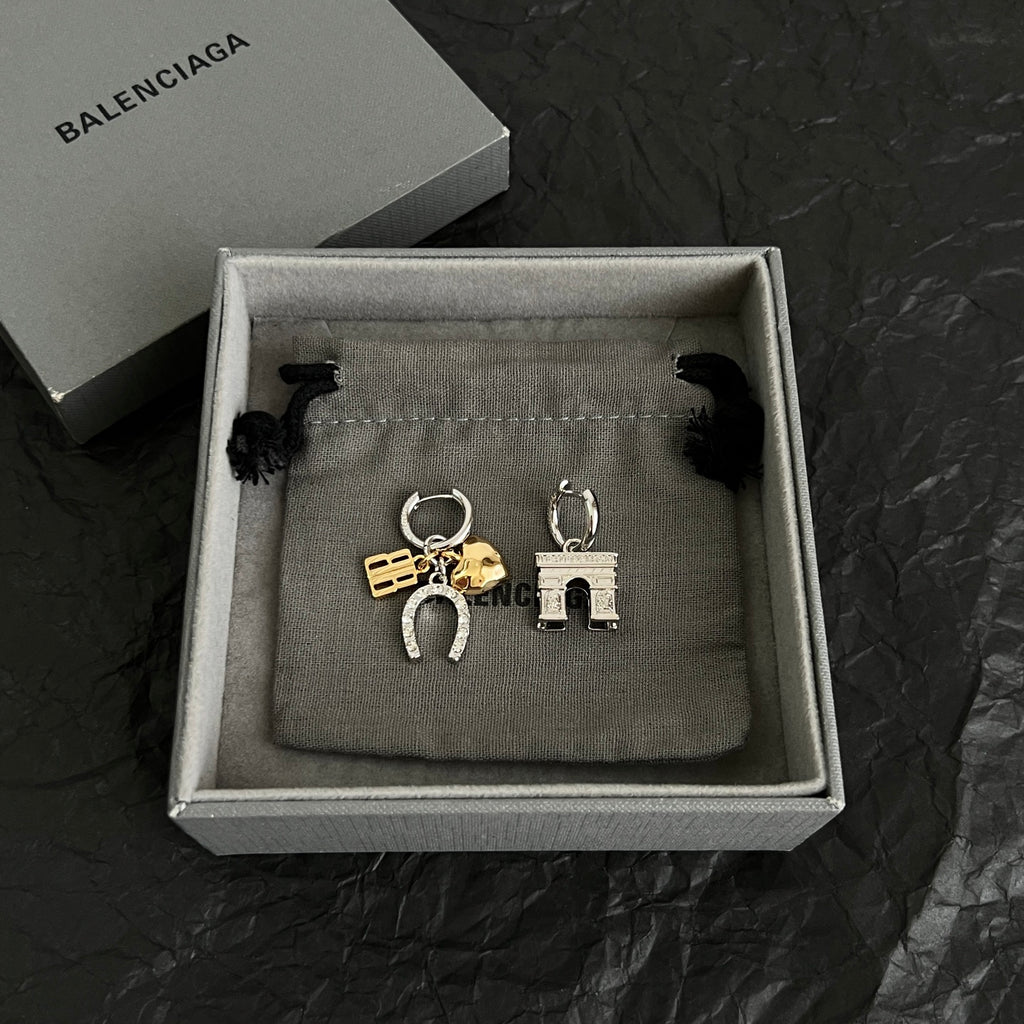 Ring Motif Statement Earrings in Polished Metal-Tone – Design 005 main product view
