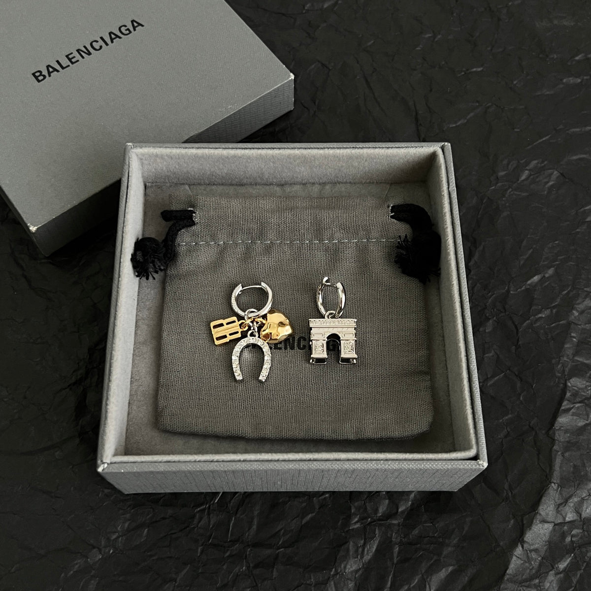 Ring Motif Statement Earrings in Polished Metal-Tone – Design 005 main product view