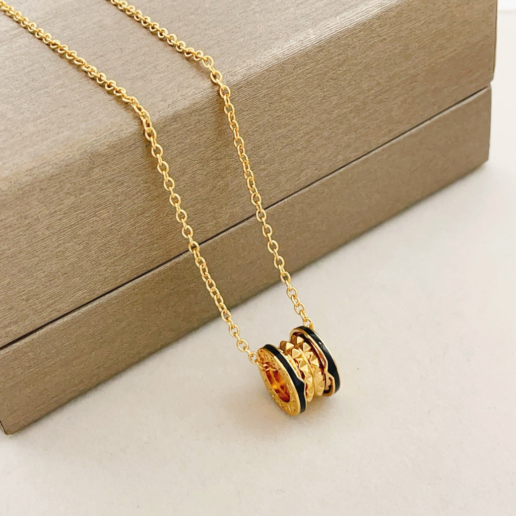 Geometric Emblem Pendant Necklace in Gold-Tone – Design 007 main product view