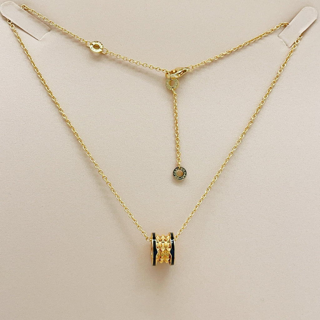Geometric Emblem Pendant Necklace in Gold-Tone – Design 007 styled product view