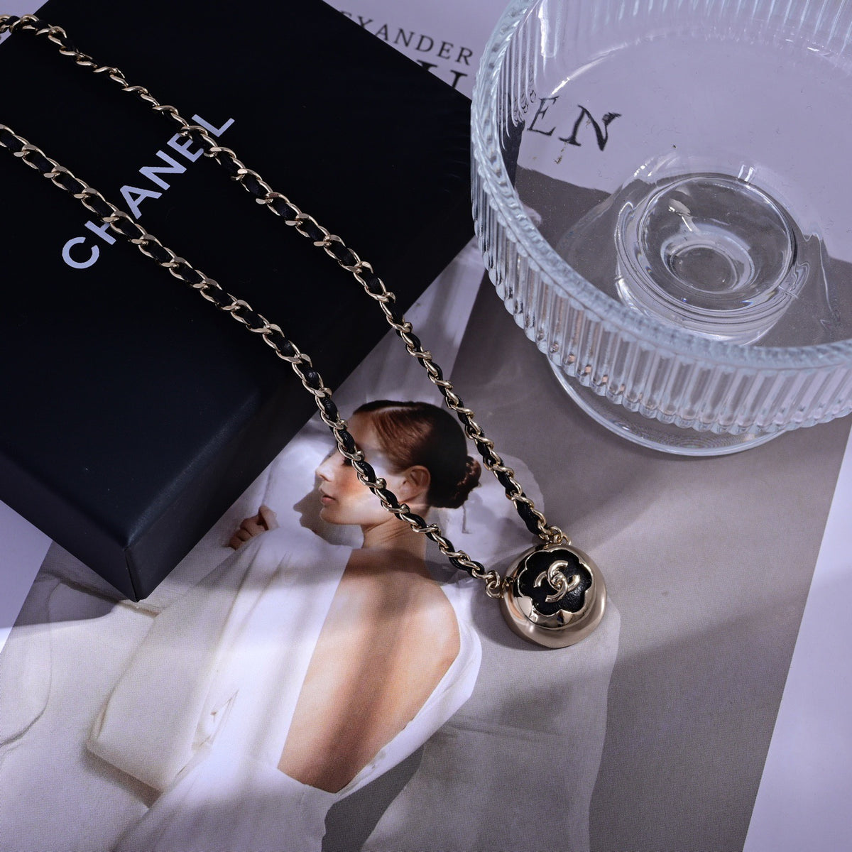 Signature Emblem Pendant Necklace in Polished Metal-Tone – Design 078 close-up detail