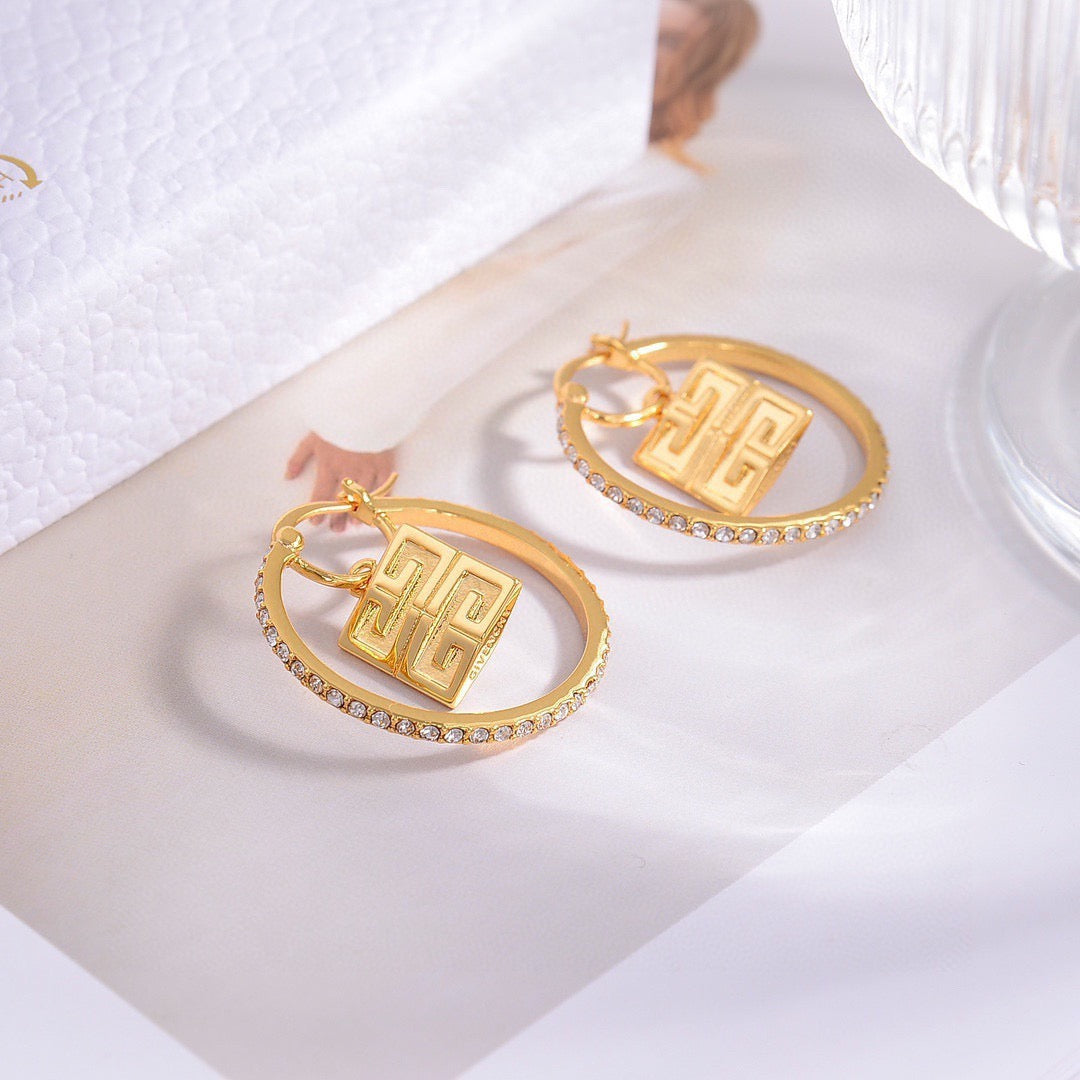 Signature Emblem Statement Earrings in Polished Metal-Tone – Design 043 side detail