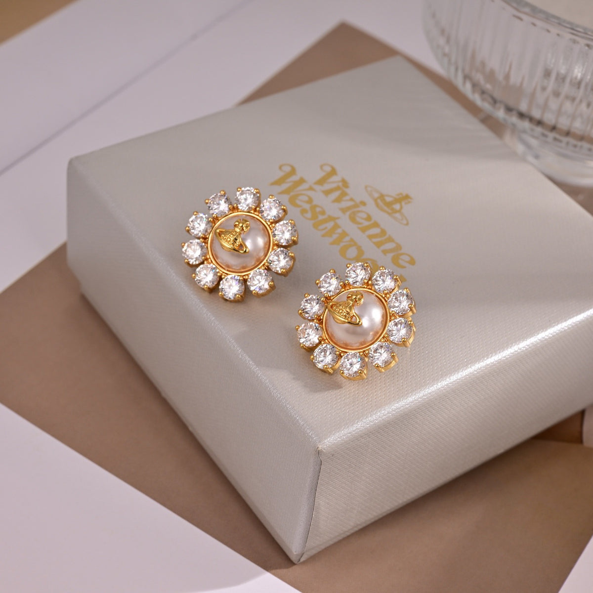 Orb Stud Earrings in Polished Metal-Tone – Design 014 main product view