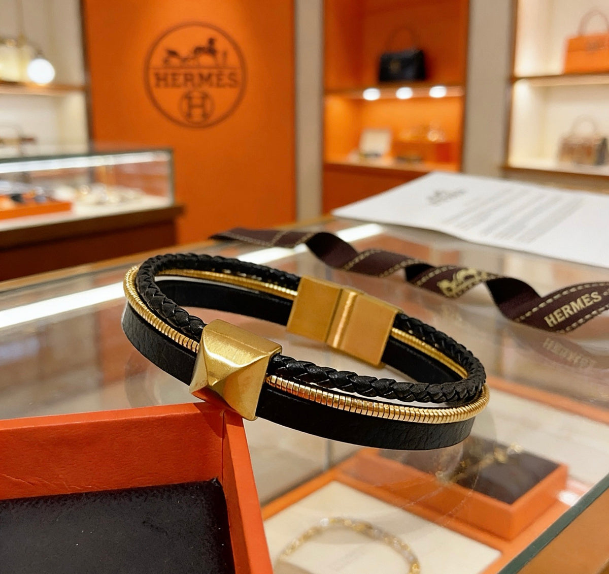Horse Bangle in Gold-Tone – Design 013 styled product view