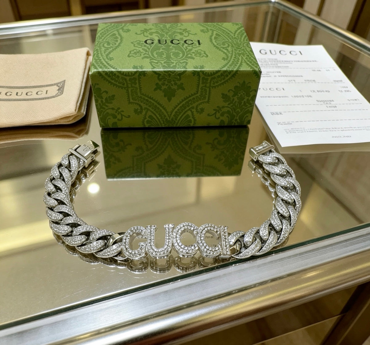 Geometric Emblem Bracelet in Polished Metal-Tone – Design 025 close-up detail