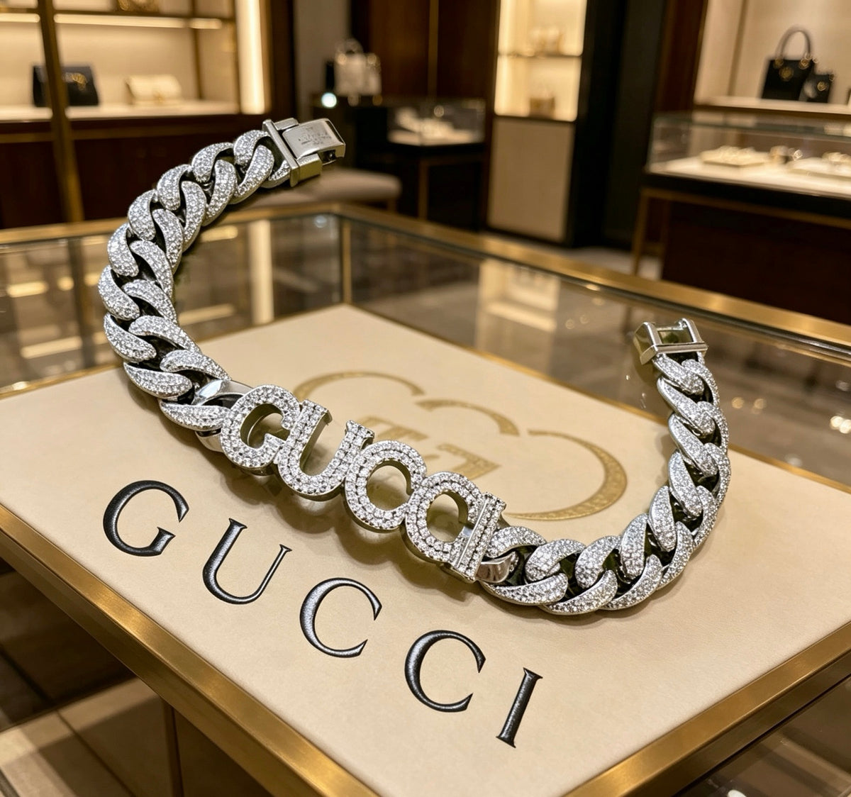 Geometric Emblem Bracelet in Polished Metal-Tone – Design 025 main product view