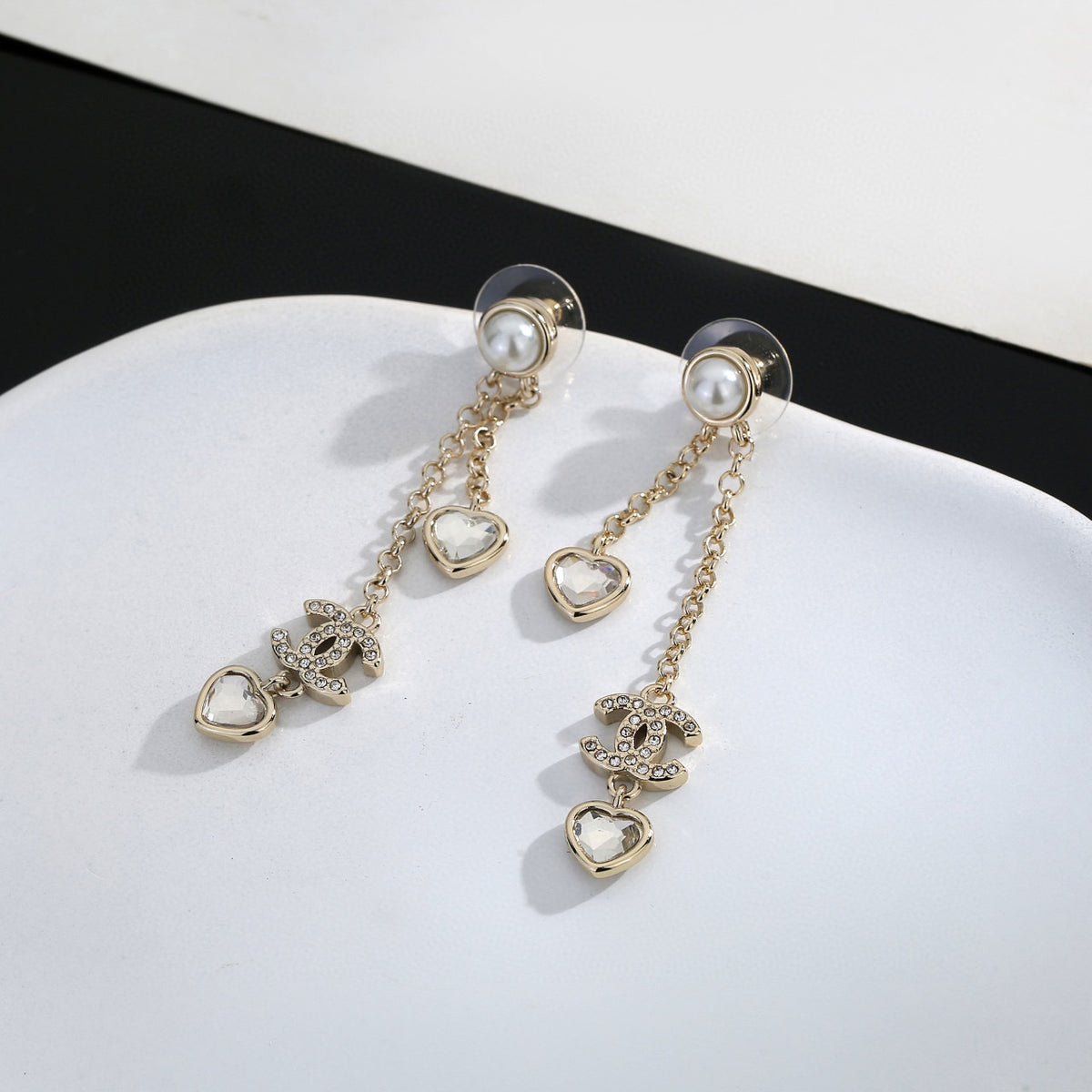 Signature Emblem Stud Earrings in Gold-Tone – Design 056 close-up detail
