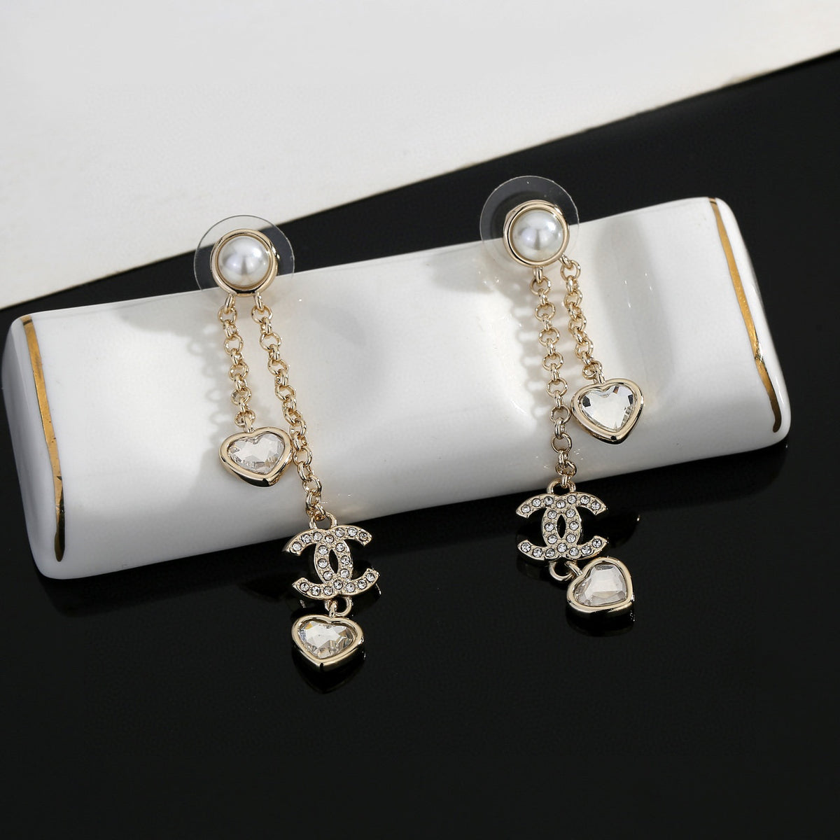 Signature Emblem Stud Earrings in Gold-Tone – Design 022 side detail