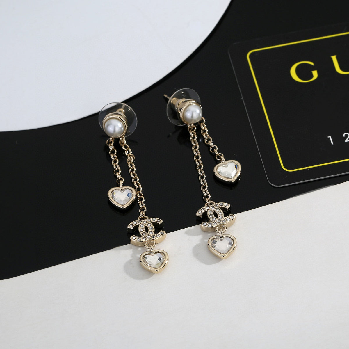Signature Emblem Stud Earrings in Gold-Tone – Design 022 front product view