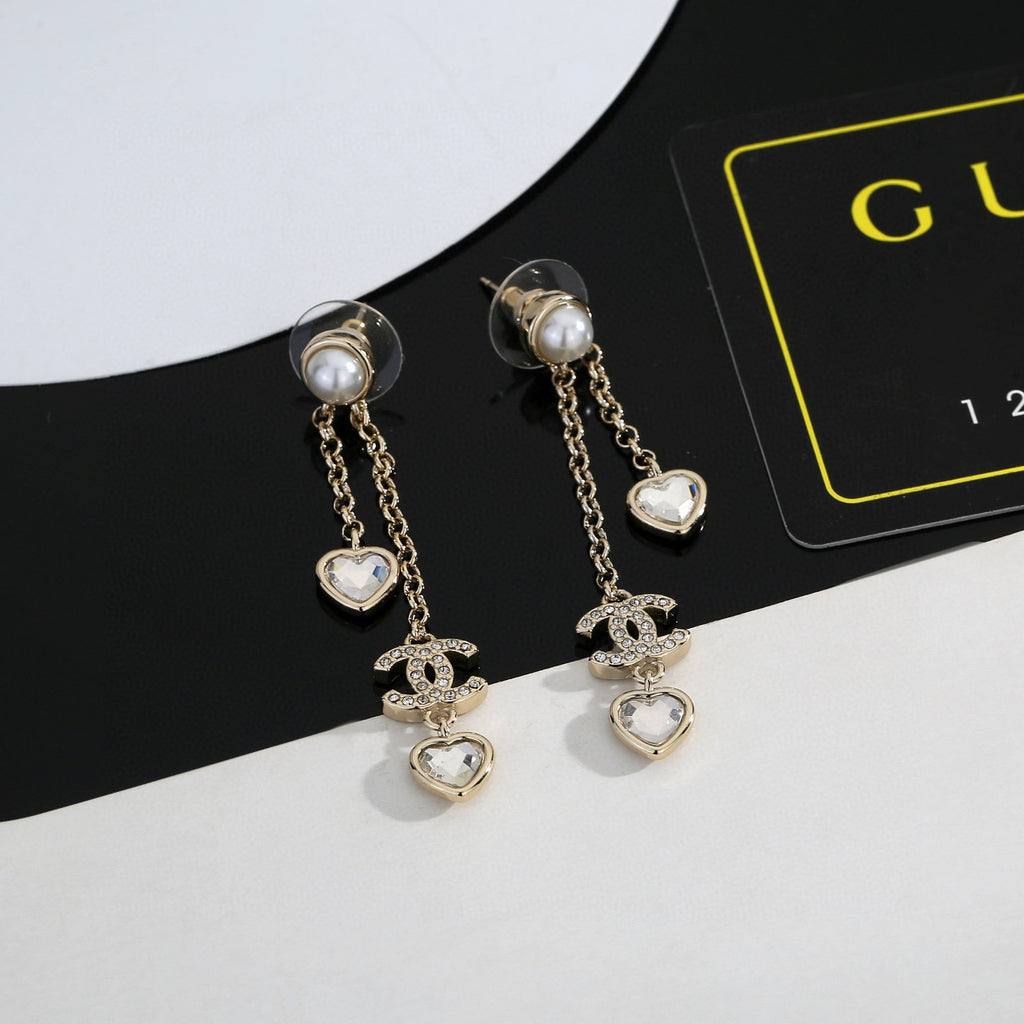 Signature Emblem Stud Earrings in Gold-Tone – Design 056 front product view