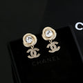 Double-C Emblem Stud Earrings in Gold-Tone – Design 035 main product view