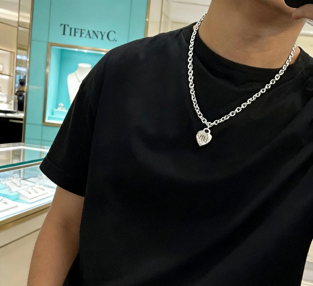 Signature Motif Pendant Necklace in Silver-Tone – Vintage Detail – Design 29 detail view