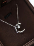 Signature Emblem Pendant Necklace in Silver-Tone – White Detail main product view