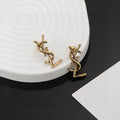 Geometric Emblem Stud Earrings in Gold-Tone – Design 011 main product view