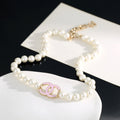 Double-C Emblem Pearl-Detail Pendant Necklace – Pearl Detail – Design 037 main product view
