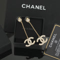 Double-C Emblem Pearl-Detail Stud Earrings – Pearl Detail – Design 005 main product view