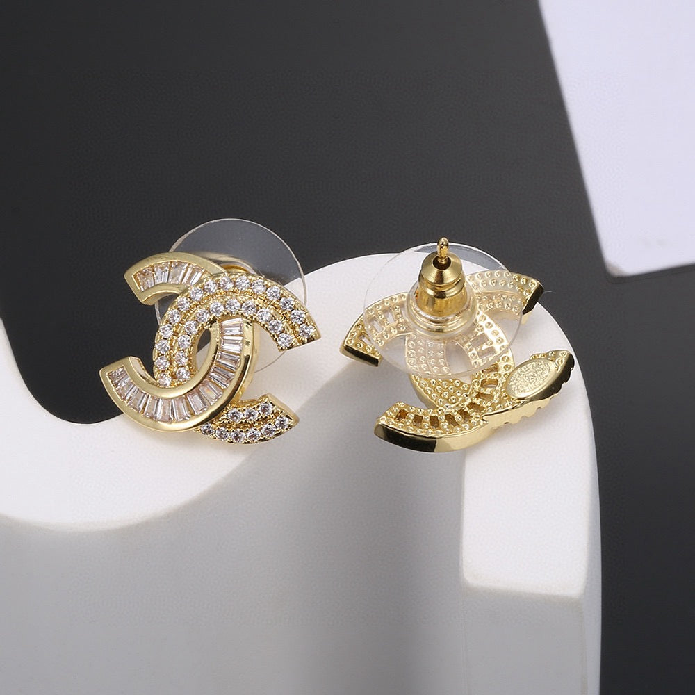 Letter Stud Earrings in Silver-Tone – Design 002 side detail