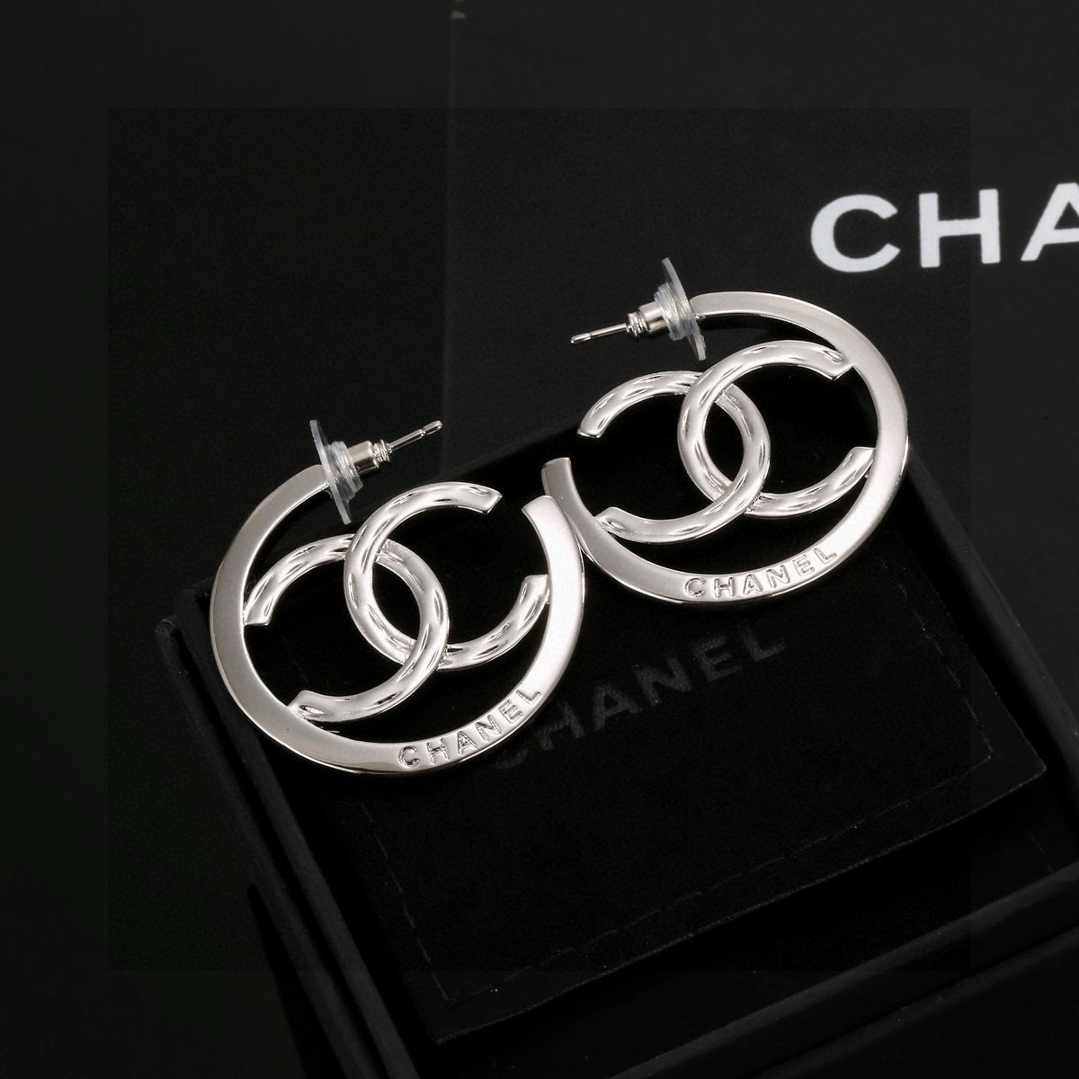Letter Stud Earrings in Silver-Tone – Design 004 main product view