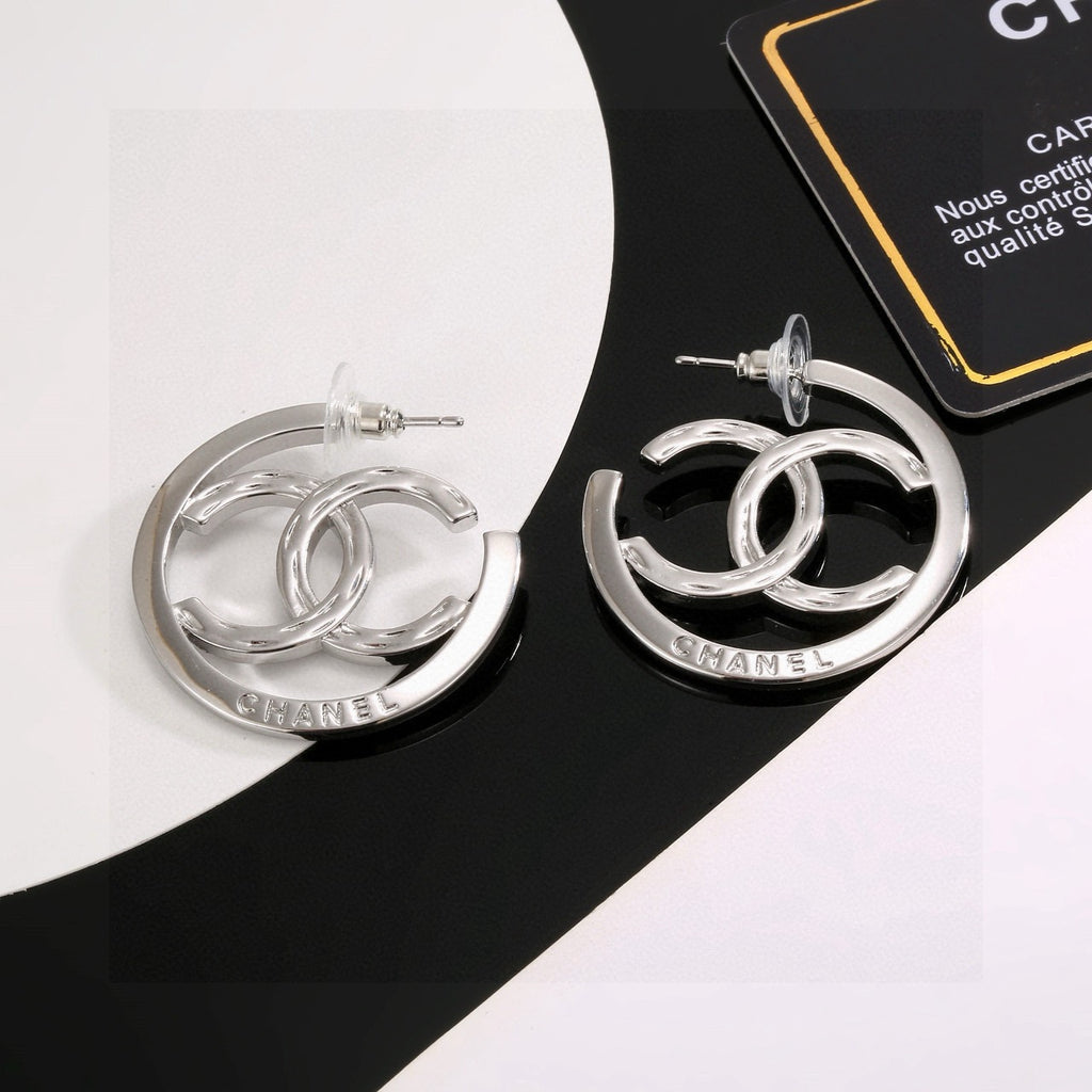 Letter Stud Earrings in Silver-Tone – Design 001 side detail