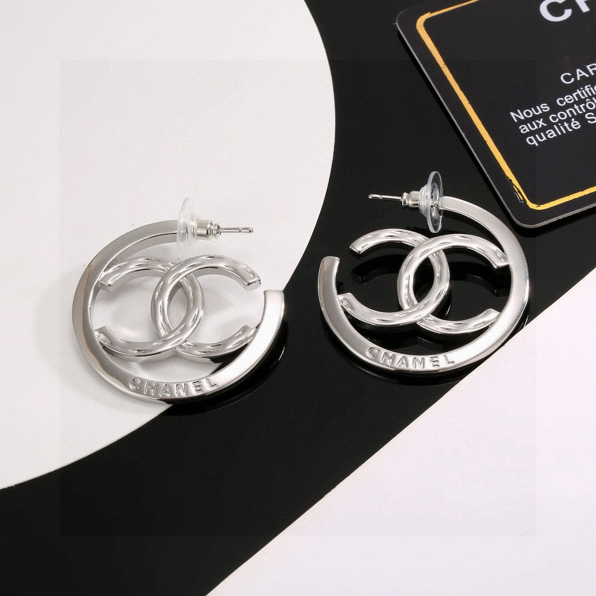 Letter Stud Earrings in Silver-Tone – Design 004 side detail