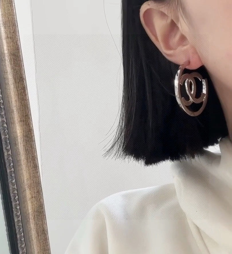Letter Stud Earrings in Silver-Tone – Design 004 detail view