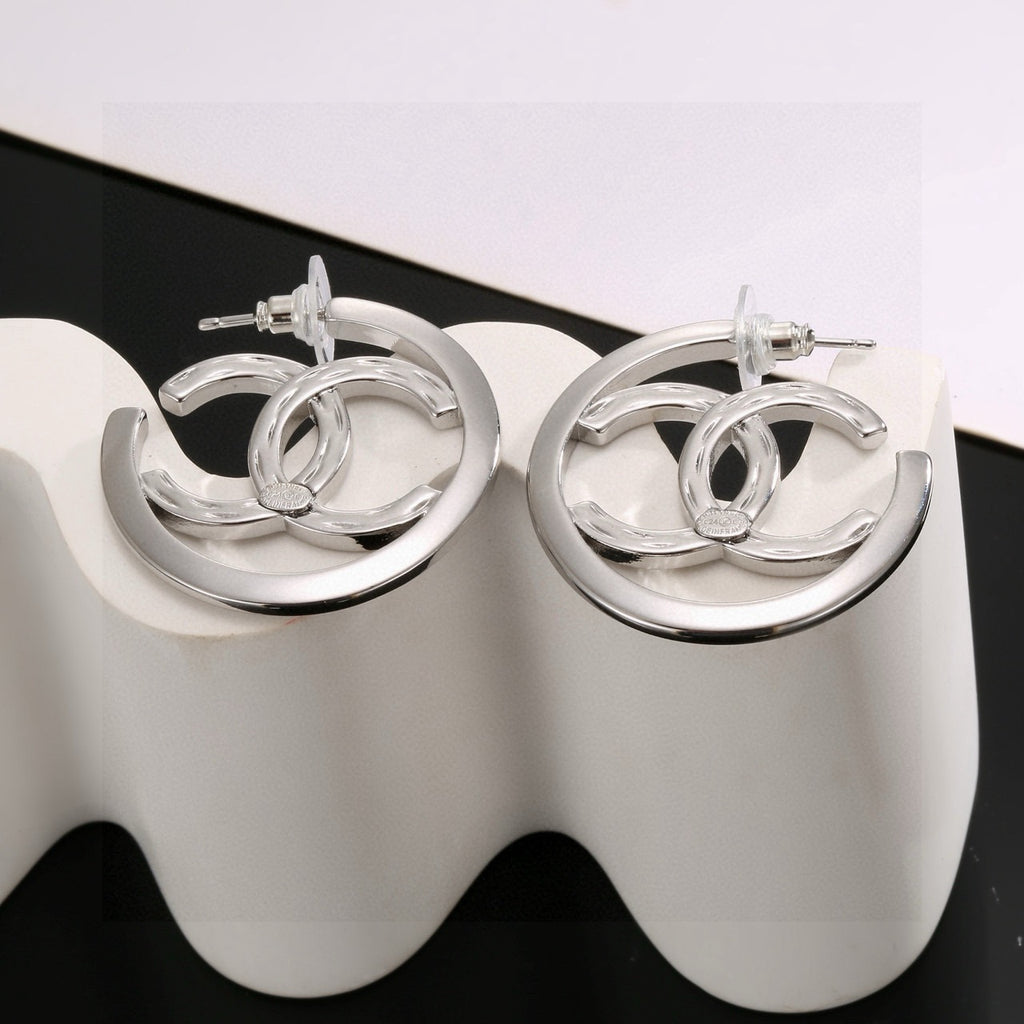 Letter Stud Earrings in Silver-Tone – Design 001 styled product view