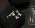 Double-C Emblem Stud Earrings in Polished Metal-Tone – Design 176 main product view