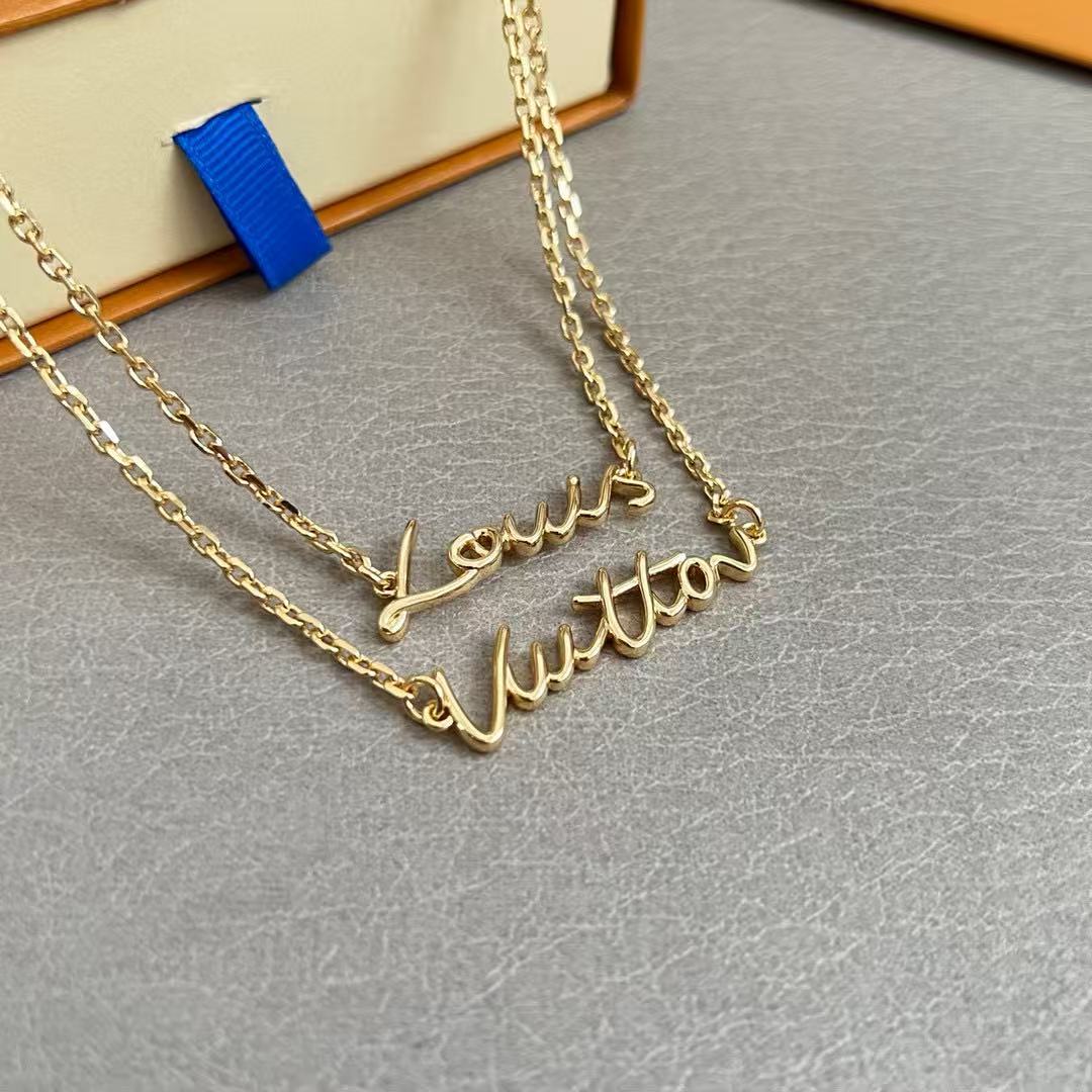 Letter Emblem Pendant Necklace in Polished Metal-Tone – Design 014 close-up detail