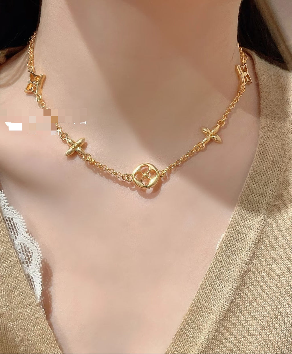 Letter Emblem Pendant Necklace in Polished Metal-Tone – Design 013 main product view