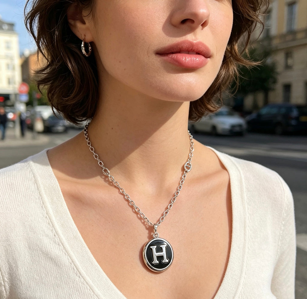 Toggle Pendant Necklace in Polished Metal-Tone – Toggle Detail – Design 015 styled product view