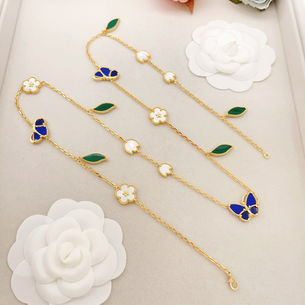 Butterfly Pendant Necklace in Polished Metal-Tone – Design 03 detail view