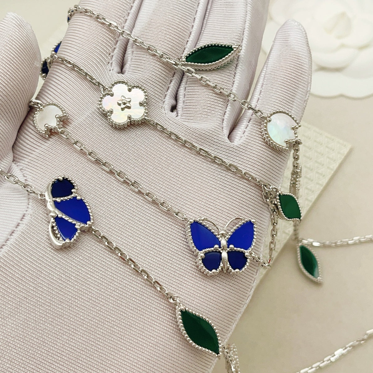 Butterfly Pendant Necklace in Polished Metal-Tone – Design 02 side detail